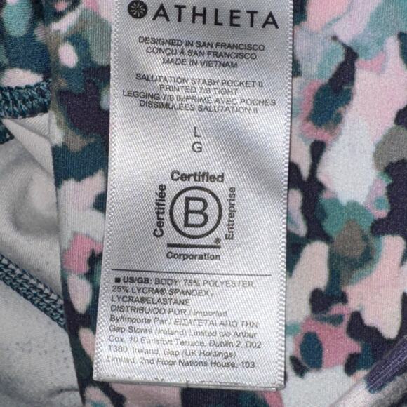Athleta Salutation Stash Pocket II Printed 7/8 Tight Womens Size L Sequoia Multi - Picture 6 of 6